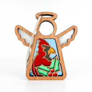 Red Cardinal Memorial Christmas Ornament Handmade, Christmas Cardinal Suncatcher for Windows, Bird Christmas Decor, Stocking Stuffers For