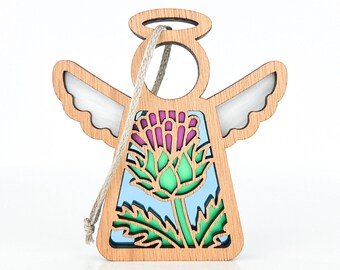 Purple Thistle Suncatcher for Mother, Angel Aesthetic Gardening Ornaments for Mom, Mother in Law Mothers Day Gifts for Bonus Mom, Nana Gifts