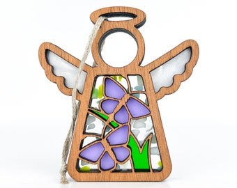 Purple Butterfly Suncatcher for Windows, Artisan Made Godmother Gift Ornament Handmade, Christian Car Accessories for Women, Pastor Wife