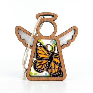 Monarch Butterfly Memorial Ornament for Baby, Guardian Angel for Car, Sympathy Gift Loss of Son Gift, Miscarriage Gift for Mother, Orange