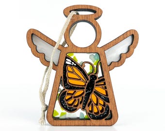 Monarch Butterfly Suncatcher for Teachers, Orange Butterfly Tiered Tray Decor, Easter Ornaments for Hanging, Spring Shelf Sitters, Whimsical