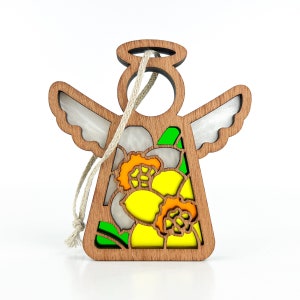 Daffodil Suncatcher for Windows, Guardian Angel for Nursery, March Birth Flower March Birthday Gifts for Daughter, Gardener Gifts for Women