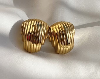 Old Money Earrings | Vintage Stud Earrings | Gold Earrings For Women | Hypoallergenic Earrings |  Trendy Chunky Earrings | Stainless Steel