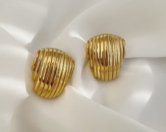 Old Money Earrings | Vintage Stud Earrings | Gold Earrings For Women | Hypoallergenic Earrings |  Trendy Chunky Earrings | Stainless Steel