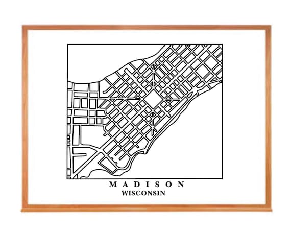 Map Of Downtown Madison Wi Downtown Madison Wisconsin Map Print | Etsy