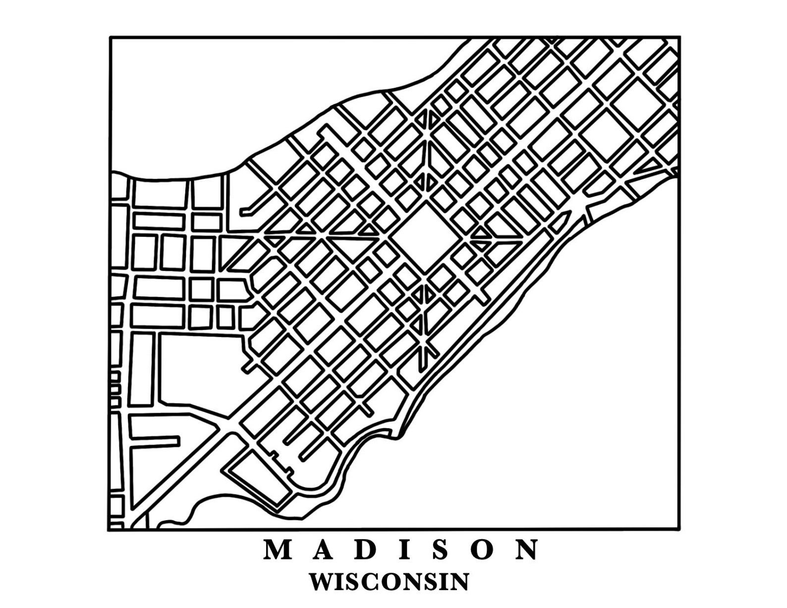Downtown Madison Wisconsin Map Print - Etsy