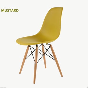 Dining Chairs Retro Wooden Legs Office Kitchen Lounge Chair Retro Eiffel Dining Chair Office Kitchen Lounge Chair Plastic Seat Wooden Legs image 8