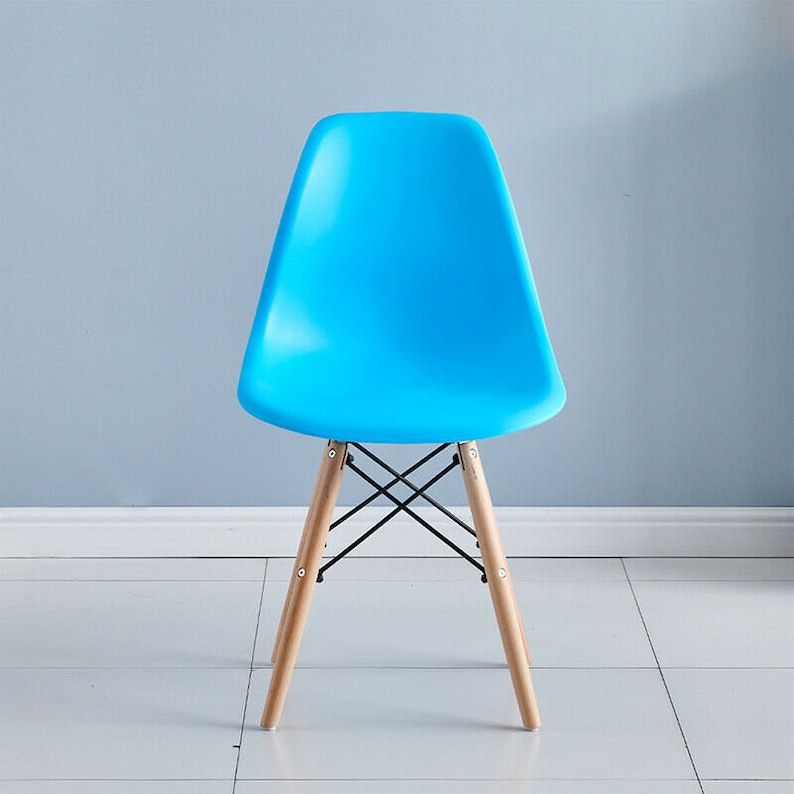 Dining Chairs Retro Wooden Legs Office Kitchen Lounge Chair Retro Eiffel Dining Chair Office Kitchen Lounge Chair Plastic Seat Wooden Legs image 10