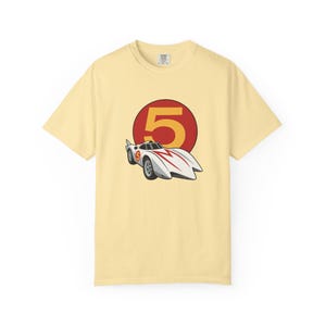 Speed Racer Meteoro Mach 5 Unisex Garment-Dyed T-shirt, Racing Enthusiasts Tee, Vintage Car Lover Gift, Retro Style Clothing, Race Car
