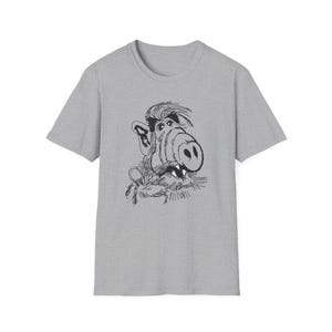 Retro Cat Lover Unisex Softstyle T-Shirt, 70s 80s Cartoon Alf Melmac, Funny Tee, Vintage Graphic Shirt