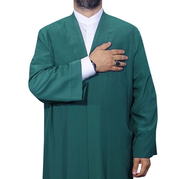 Islamic Mens Wear - Muslim Long Kurta - Jubbah For Men - Prayer Robe - Islamic Mens Jubbah - Buhara Green Cubbe - C010