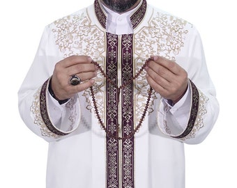 Muslim Gifts For Men - Imam Jubbah - Islamic Mens Wear - Muslim Long Kurta - Jubbah For Men - Prayer Robe - Islamic Mens Jubbah - C027