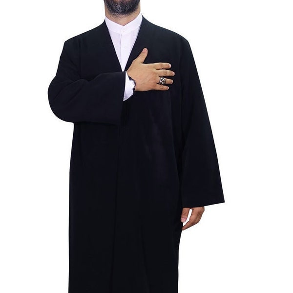 Jubbah For Men - Buhara Black Cubbe - Muslim Long Kurta - Galabiyya  - Prayer Robe - Islamic Mens Jubbah - C005