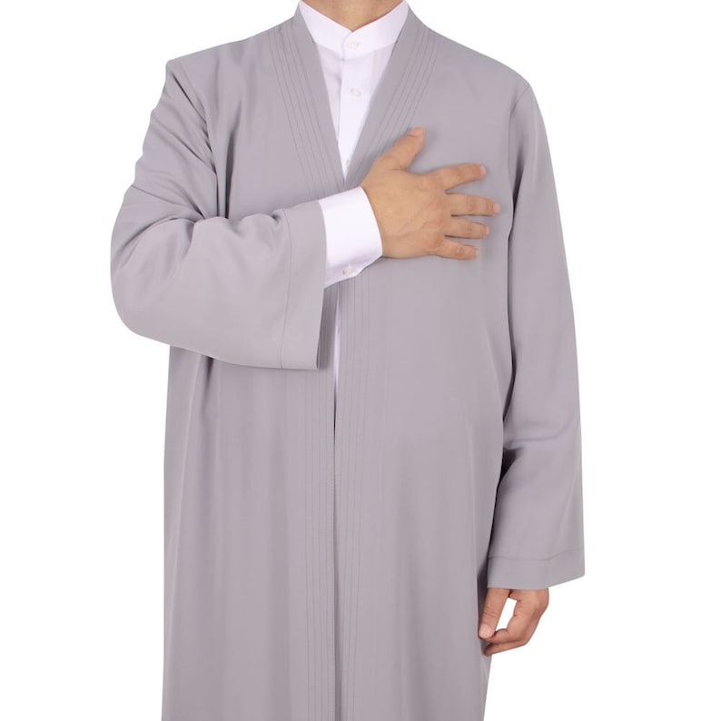 Islamic Mens Wear Muslim Long Kurta Jubbah For Men Prayer Robe Islamic Mens Jubbah Buhara Grey