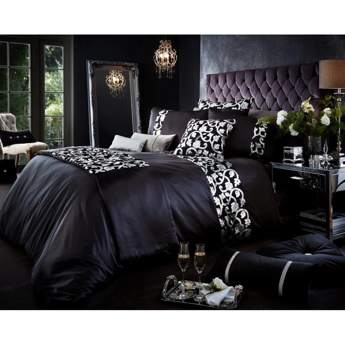 Luxury Lace Duvet Quilt Cover Bedding Set With Pillowcase Etsy UK