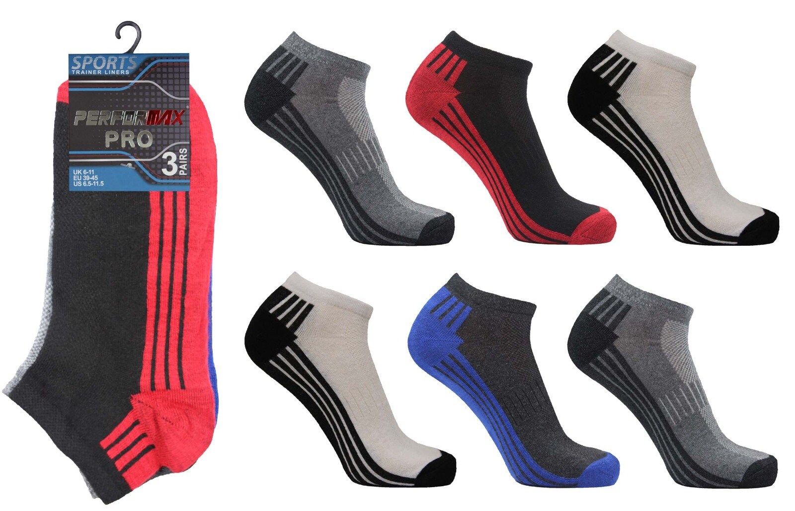 6,12 Pairs Mens Trainer Liner Ankle Funky Designs Adults Sports Socks Uk S 6-11 