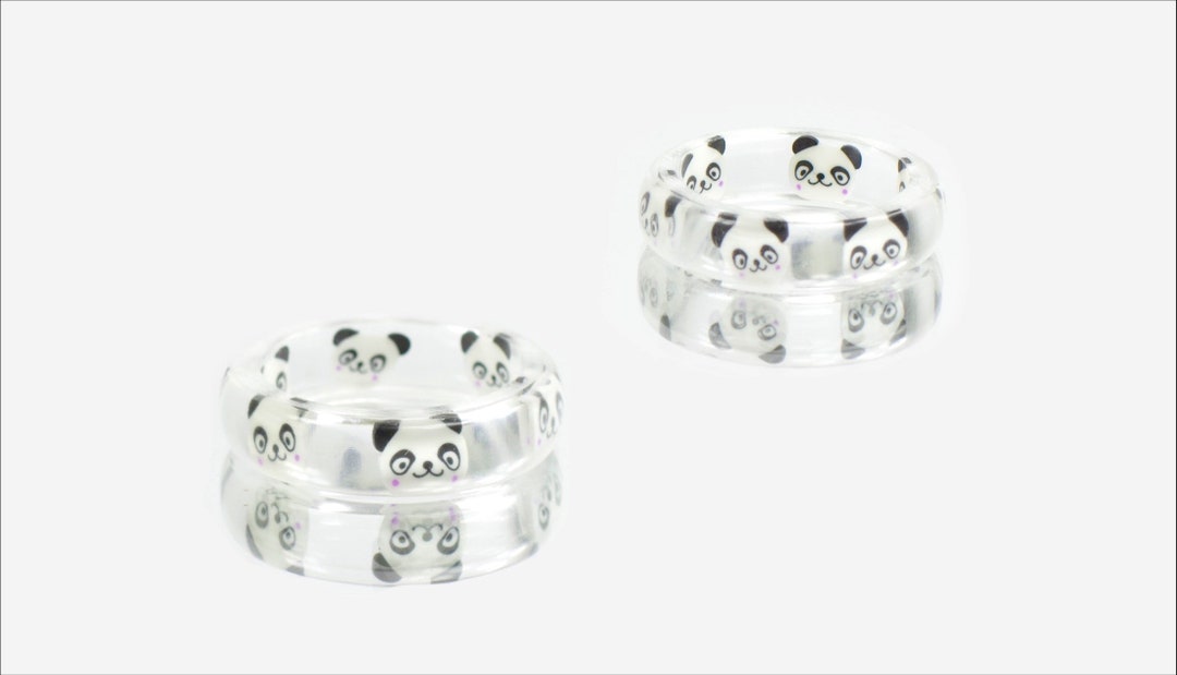 Baby Panda Resin Ring Panda Ring Pandathemed Jewelry Panda Jewelry
