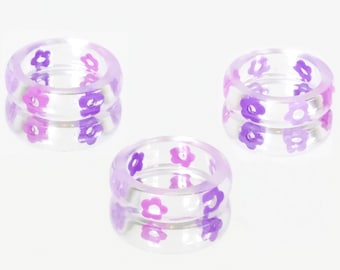 Purple Power Pastel Dainty Flower Resin Ring