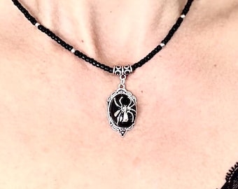 Spider necklace Gothic Jewelry, Halloween Necklace, Dark Style Gift Goth, Choker plus size, Gothic Gift jewelry unisex