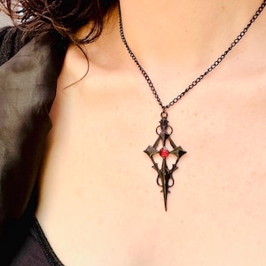 Black Cross Gothic Necklace, Dark Occult Pendant, Alternative Jewelry, Gothic Accessories, Goth Gift for Women