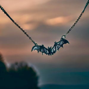 Bat necklace black choker, Gothic necklace gift for her, Girlfriend gift gothic jewelry, Black bat necklace, Birthday gift goth, Bat lover