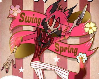 Zwaai in het Spring Hazbin hotel Alastor Harde Emaille Pin