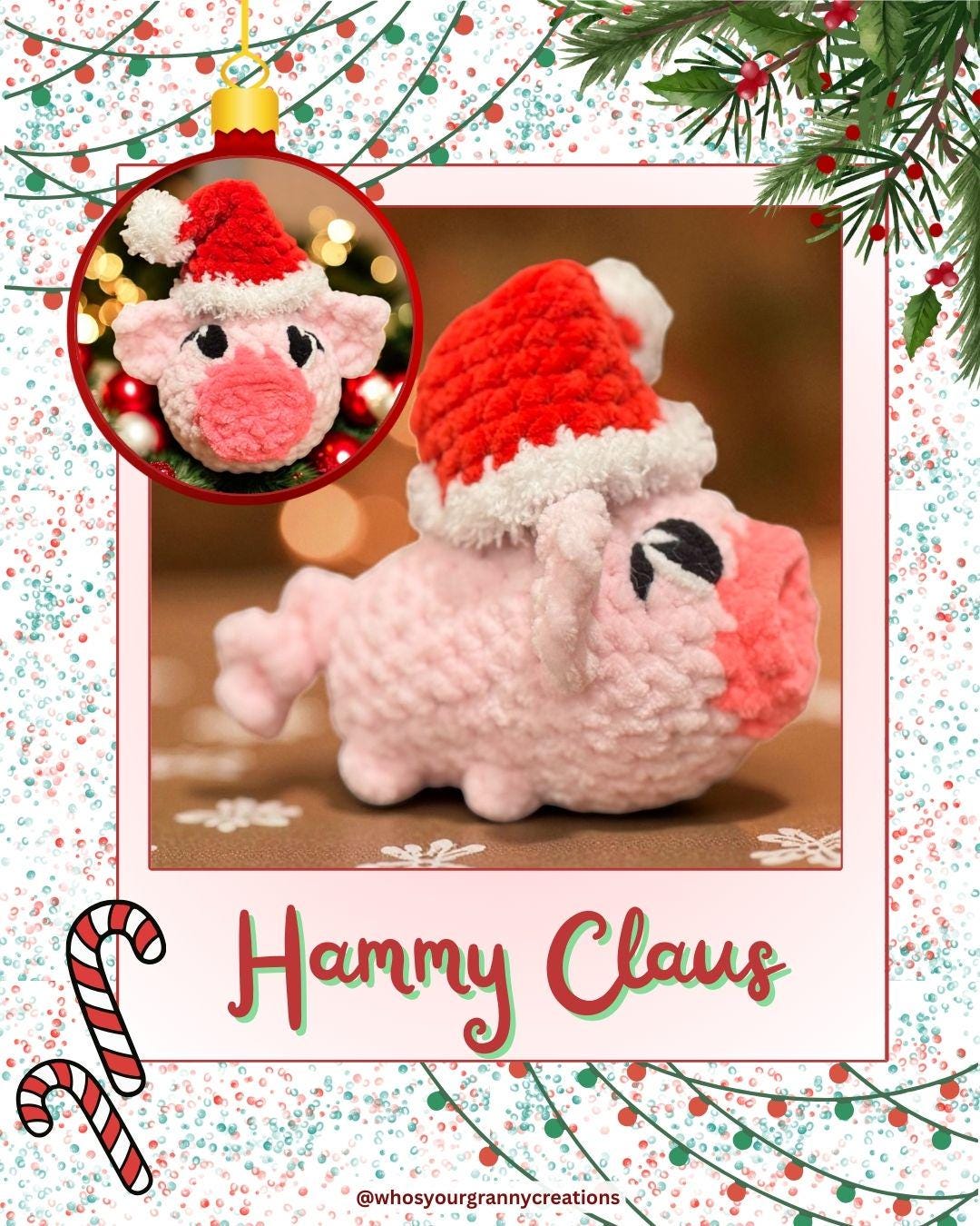 30 Santa Hat Crochet Patterns for Festive Photos, Costumes, and Cozy Holiday Makes 16 Hammy Claus with Bonus Santa Hat Crochet Pattern