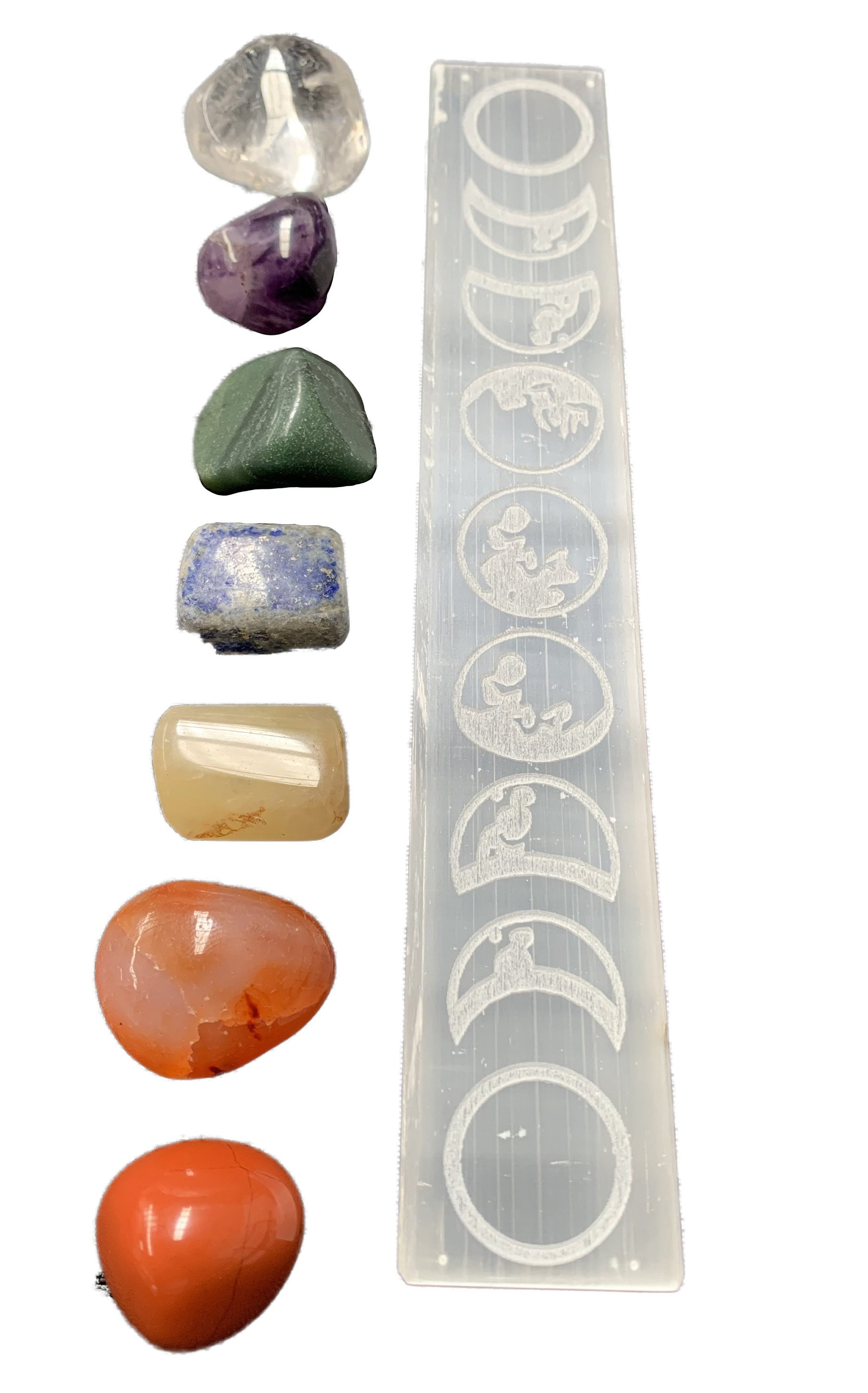 Moon Phases Selenite Crystal Charging Plate Set Etsy