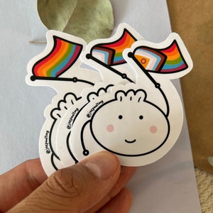Dumpling Pride Stickers - Full Set or Single Stickers - Pride, Progress Pride, Intersex-Inclusive Progress Pride Vinyl Stickers