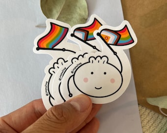 Dumpling Pride Stickers - Full Set or Single Stickers - Pride, Progress Pride, Intersex-Inclusive Progress Pride Vinyl Stickers