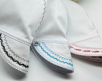 White w/Colored Detailed Stitching / Deep Crown Welding Cap / Reversible / Pipeliner / 100% Cotton