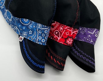 BUNDLE OF 12 - Black w/Bandana Band / Deep Crown Welding Cap / Reversible / Pipeliner / 100% Cotton