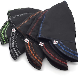 Black with Detailed Stitching / Deep Crown Welding Cap / Reversible / Pipeliner / 100% Cotton