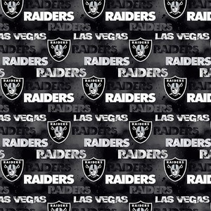 May include: Black and white repeating pattern featuring the Las Vegas Raiders logo and the words "Las Vegas Raiders" and "Raiders".