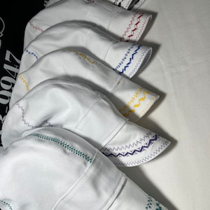 White Cotton Welding Cap: Deep Crown, Simple Zig Zag White Band