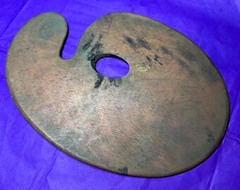 Antike viktorianische Reeves Holzkünstler Niere Palette Ölfarbe Vintage Gemälde Wohnkultur/Set Design Prop