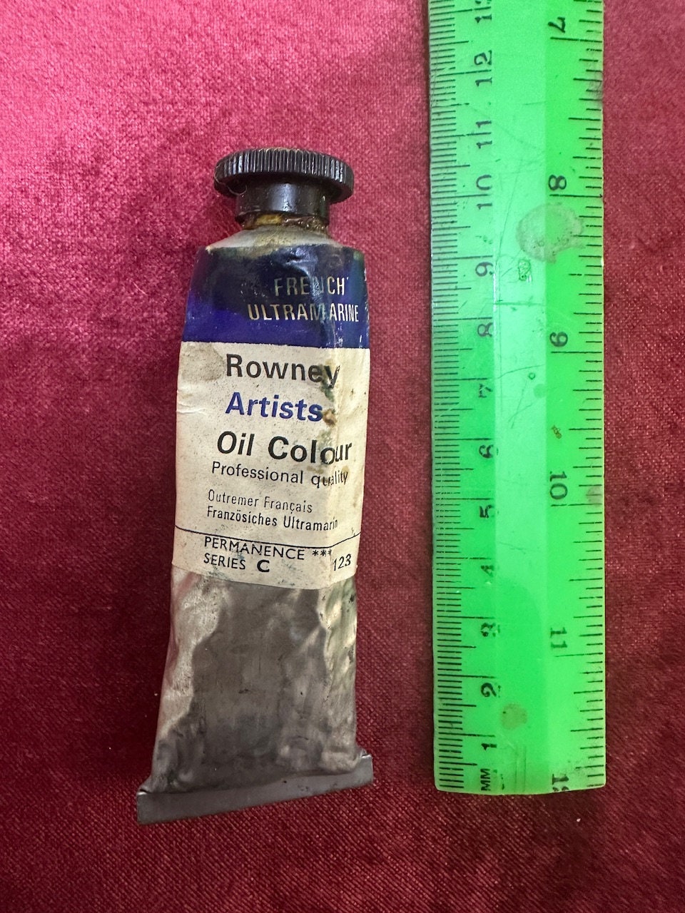 Antike Rowney Tube der französischen Ultramarin-Ölfarbe-Vintage-Künstler-Malkasten