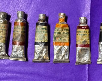Antique Reeves & Sons Stencil Oil Colour Artists Paint Tubes Vintage Painting
