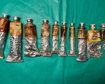 Antique Winsor & Newton Oil Colour Artists Paint Tubes Vintage Painting