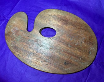 Antike viktorianische Reeves Holzkünstler Niere Palette Ölfarbe Vintage Gemälde Wohnkultur/Set Design Prop