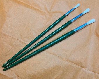 Antique Margros Oil Paint Brushes x 3 Artists Painting Vintage Art