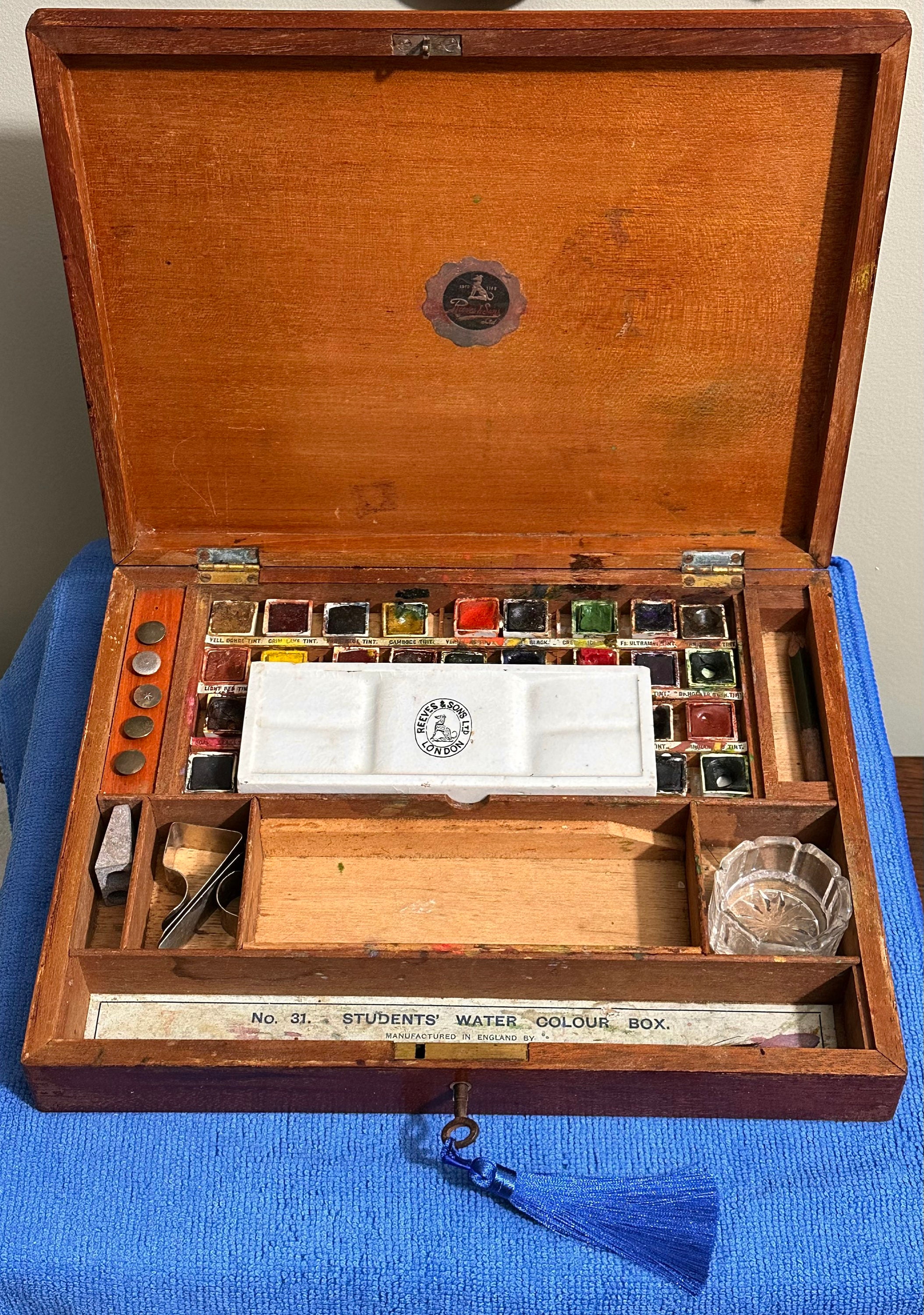 Vintage Antique Reeves and Sons Students Colour Box No 21A Watercolour Paint Box Art Palette Box