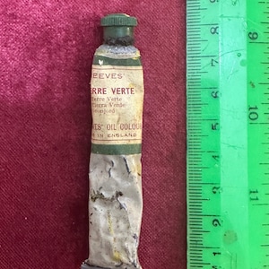 Antique Reeves Tube of Terre Verte Oil Paint Vintage Artists Painting Box