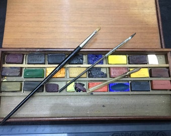 Antike Winsor & Newton Aquarell Malkasten Vintage Künstler Gemälde