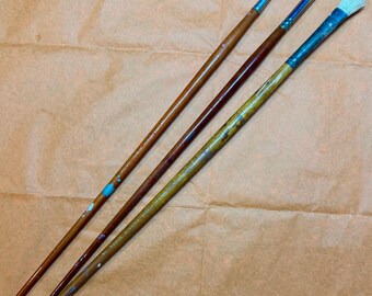 Antique G Rowney Oil Paint Brushes x 3 Artists Painting Vintage Art