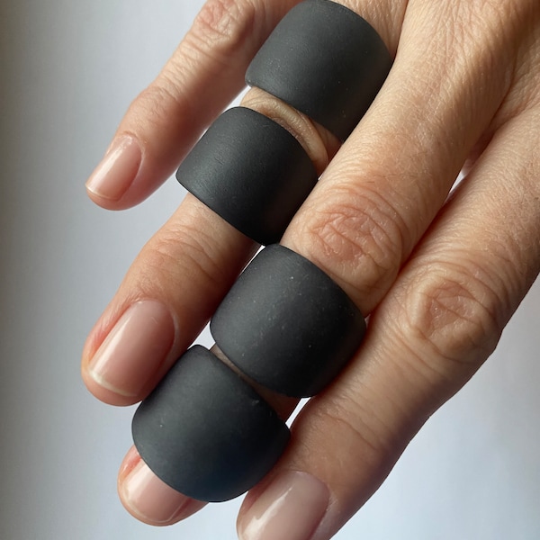 16/18mm (6/8US)Black matte porcelain ring