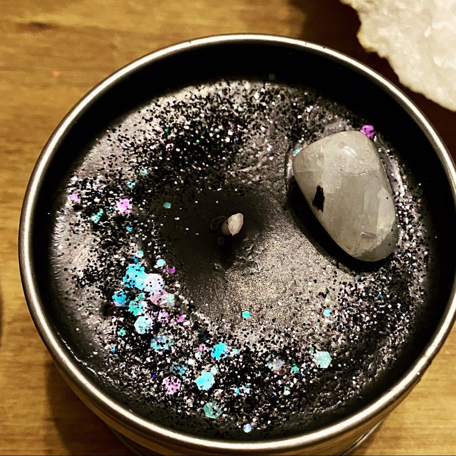 The New and Full Moon crystal infused candles. Etsy