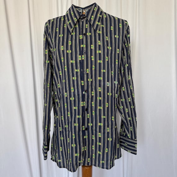 70s Abstract Stripe Button Down - image 3