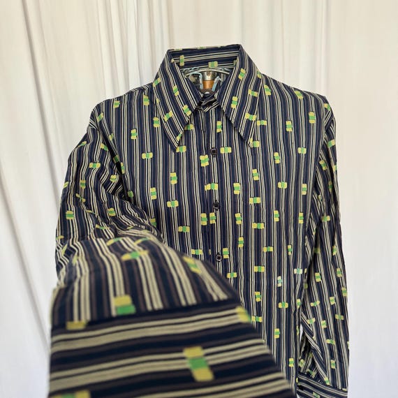 70s Abstract Stripe Button Down - image 1
