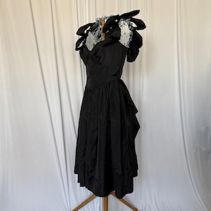 80s Little Black Bow Dress